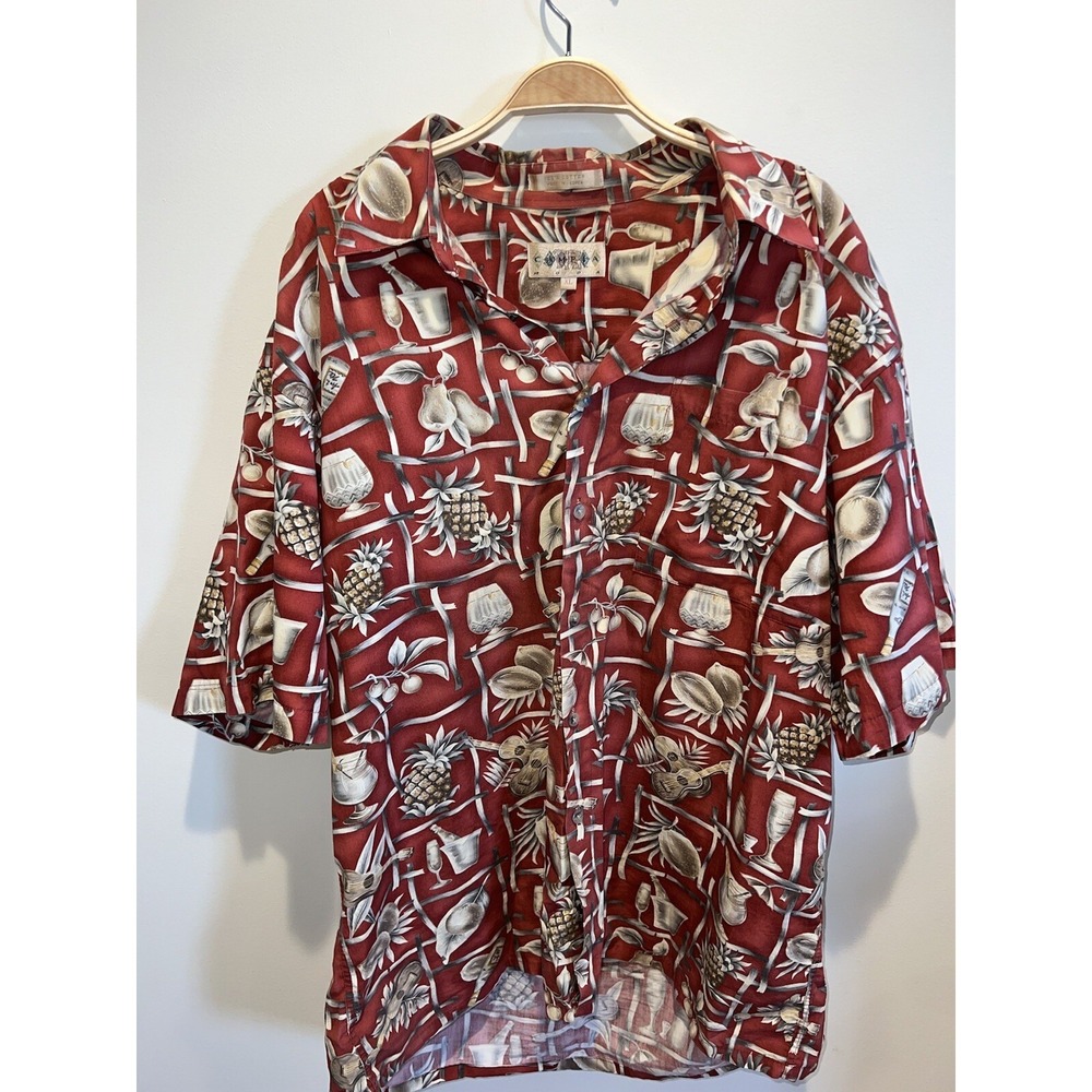 Campia Moda‎ Hawaiian Shirt Mens Size Large XL Cotton Short Sleeve Pineapple